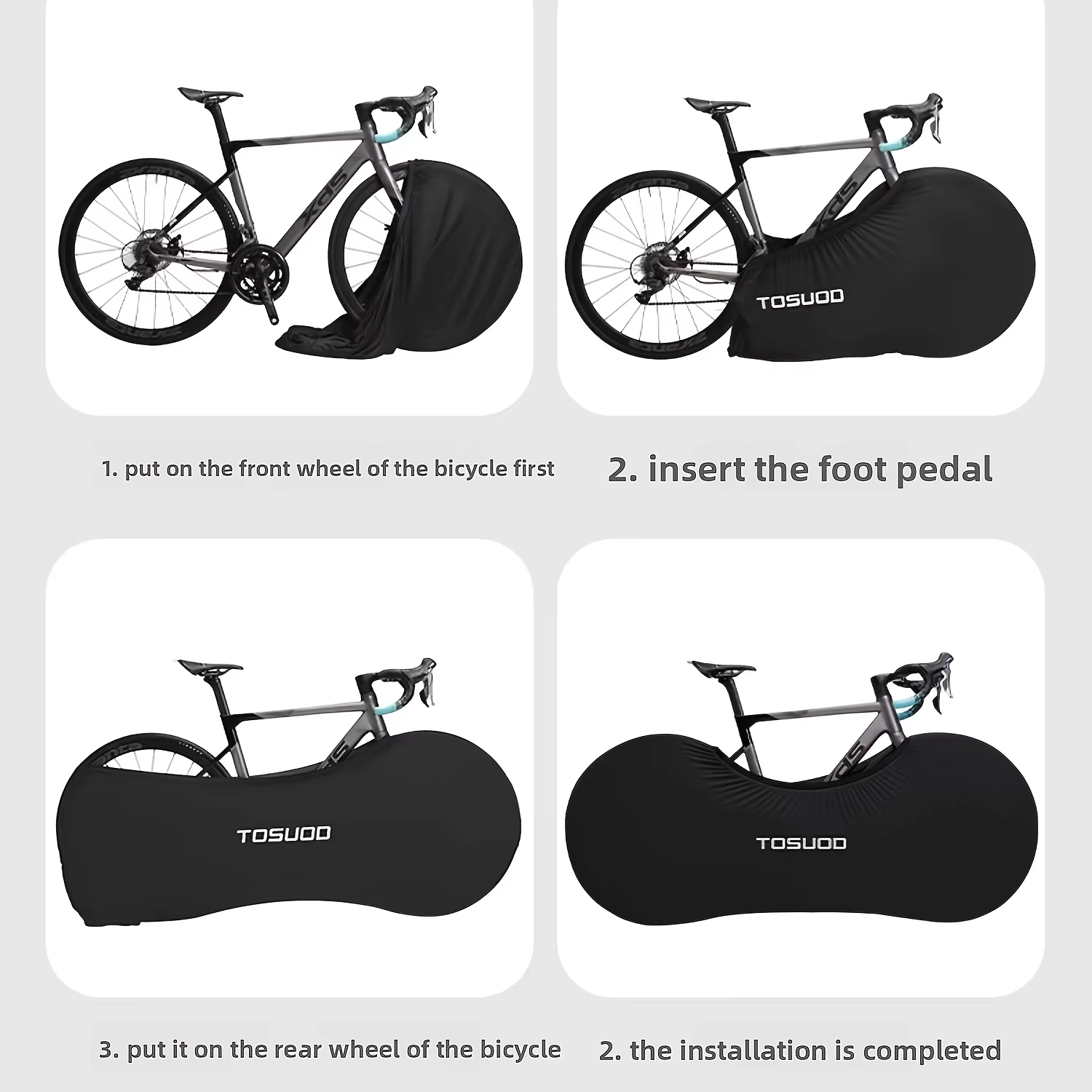 TOSUOD Housse anti-poussière pour vélo Protection solaire Couverture complète Protecteur de roue pour le stockage