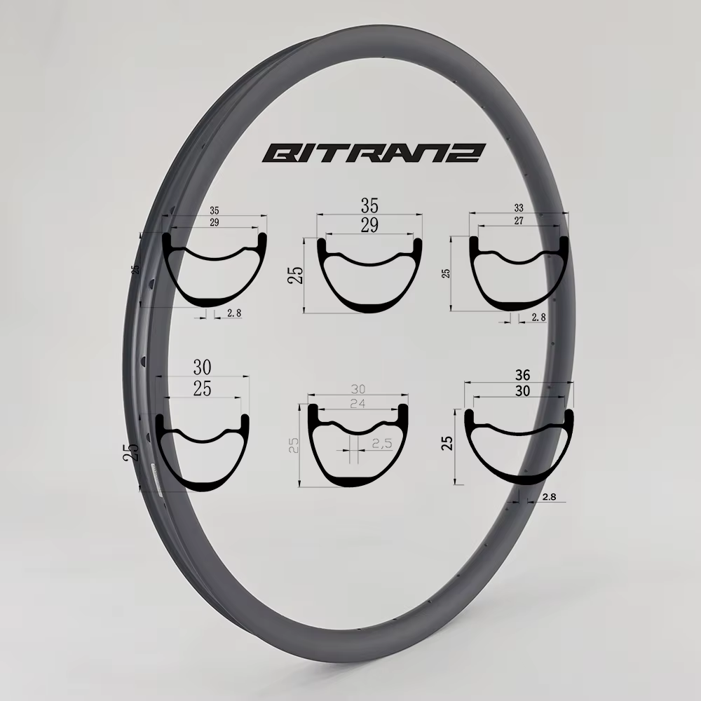 29er 27.5er XC AM VTT jante en carbone 30mm 33mm 35mm 36mm x 25mm 650B symétrique asymétrique sans crochet Tubeless 24h 28h 32h roue