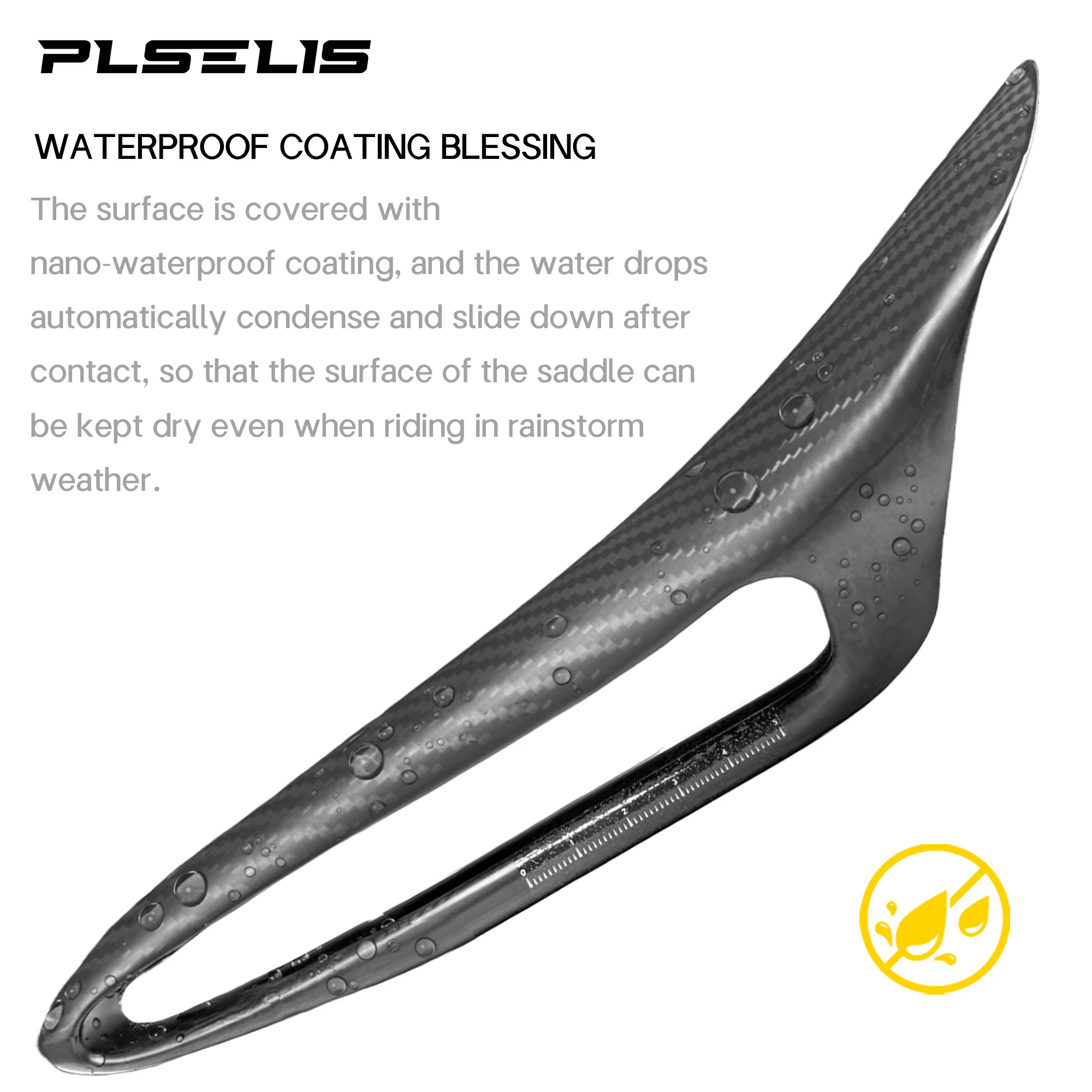 Selle de vélo de route en fibre de carbone pleine Plselis