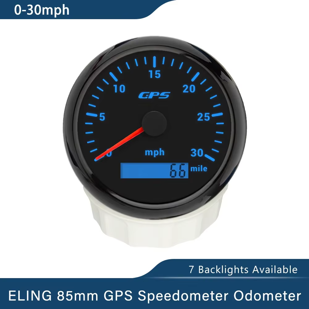 ELING-Compteur de vitesse GPS avec rétroéclairage 7 couleurs, 85mm, 0-30 km/h, 200 km/h, 0-80mph, 120mph, 160mph, odomcirculation, pour voiture, bateau, moto