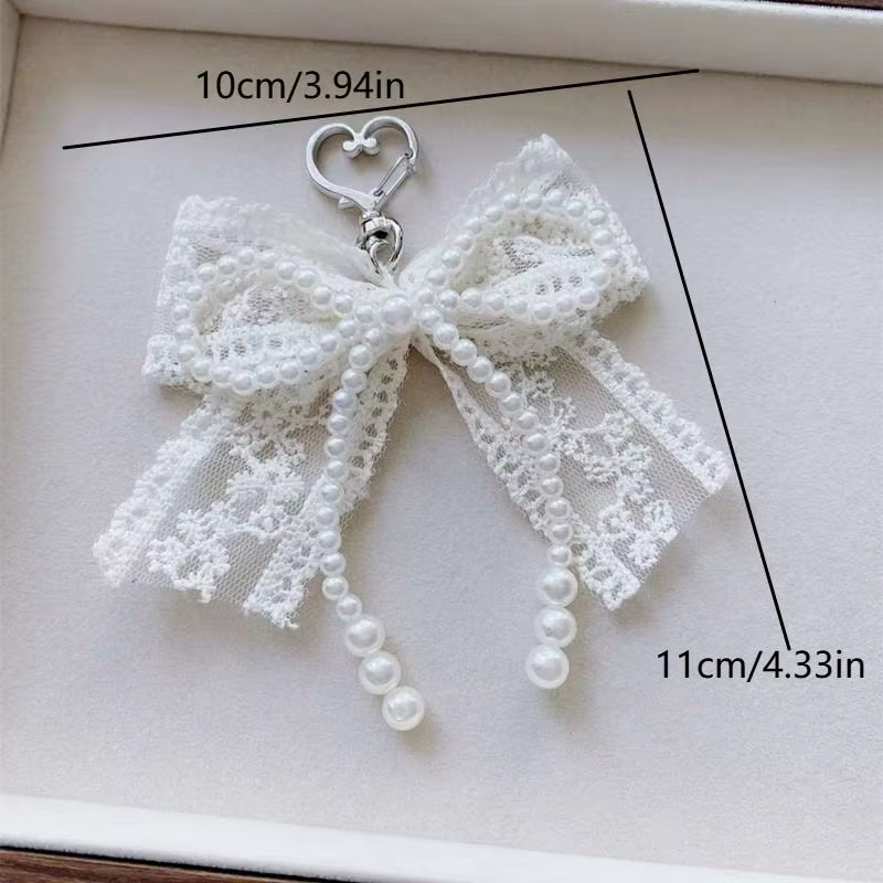 Accessoires de sac à nœud en dentelle, pendentif de téléphone portable, porte-clés en dentelle, pendentif de sac blanc, chaîne de téléphone portable, accessoires de sac