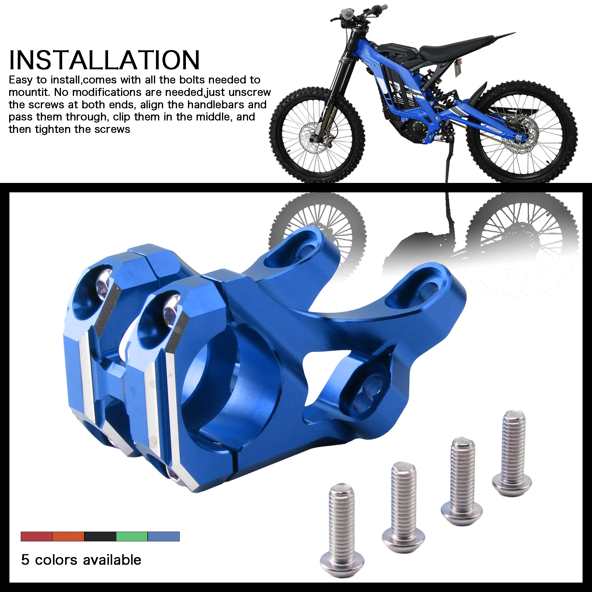 Support avant de guidon de vélo électrique pour Surron Light Bee X
