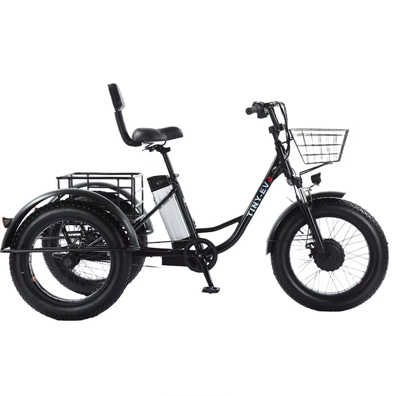 20 pouces gros pneu vélo électrique 3 roues vélos électriques pour hommes femmes adultes puissant neige noir
