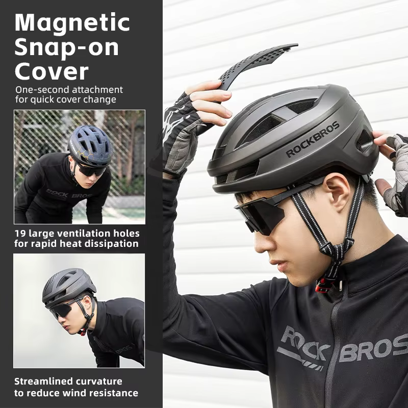 ROCKBROS casque de cyclisme léger couverture magnétique respirant