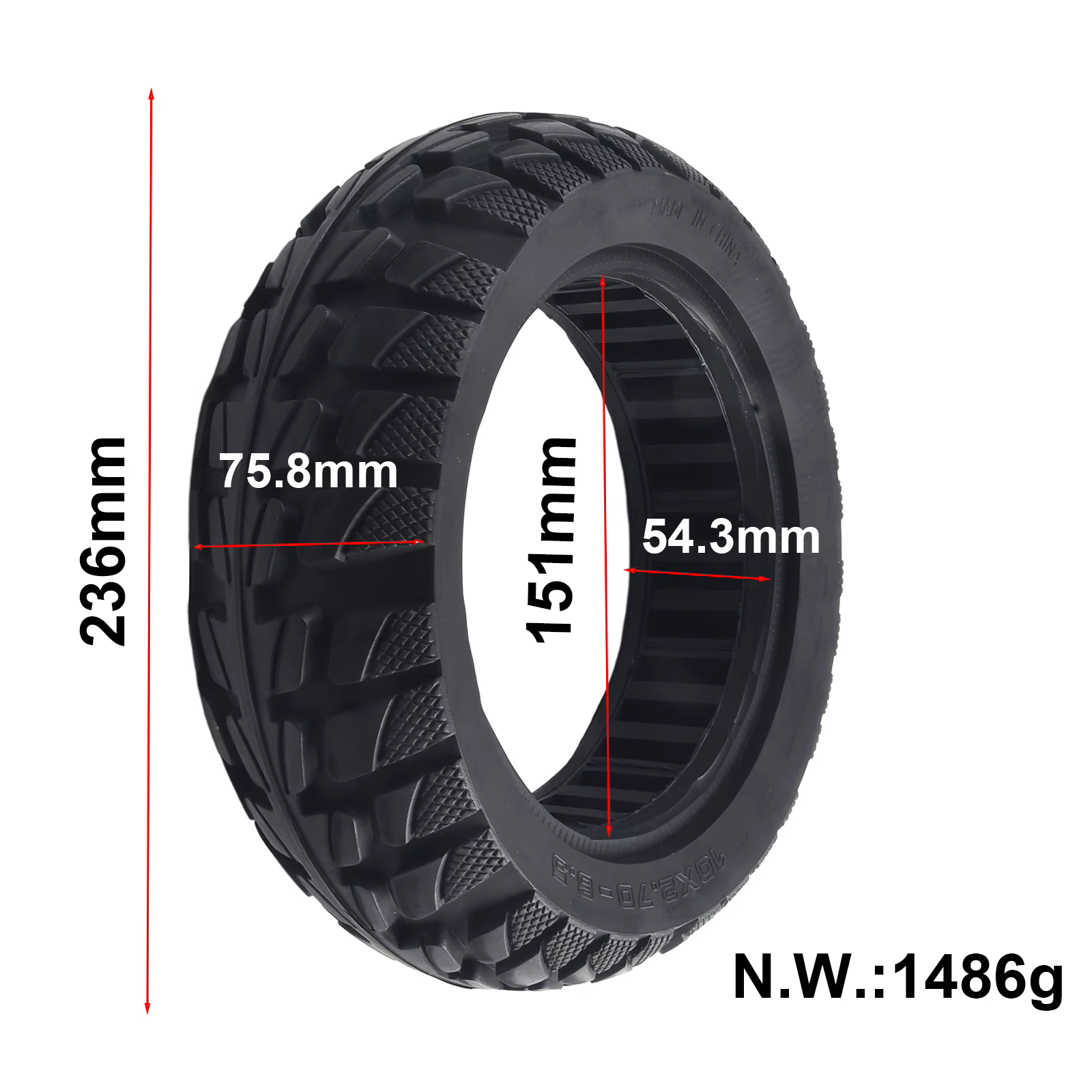 Pneu solide 10x2.70-6.5 /70/65-6.5 /255x70