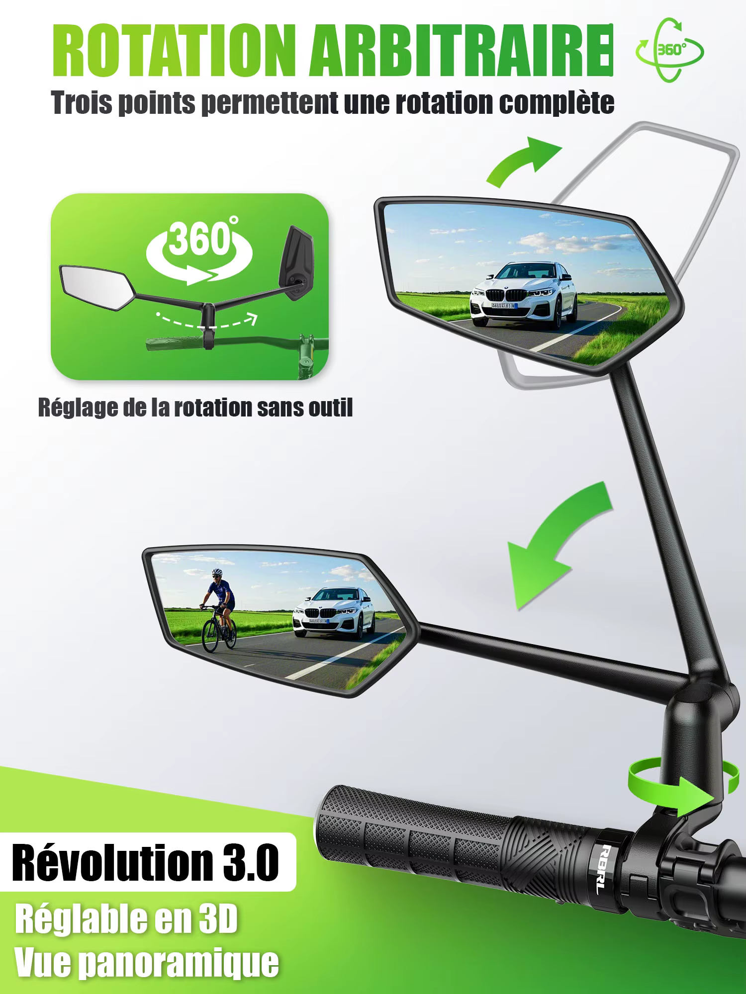 Rétroviseur pour guidon de vélo
