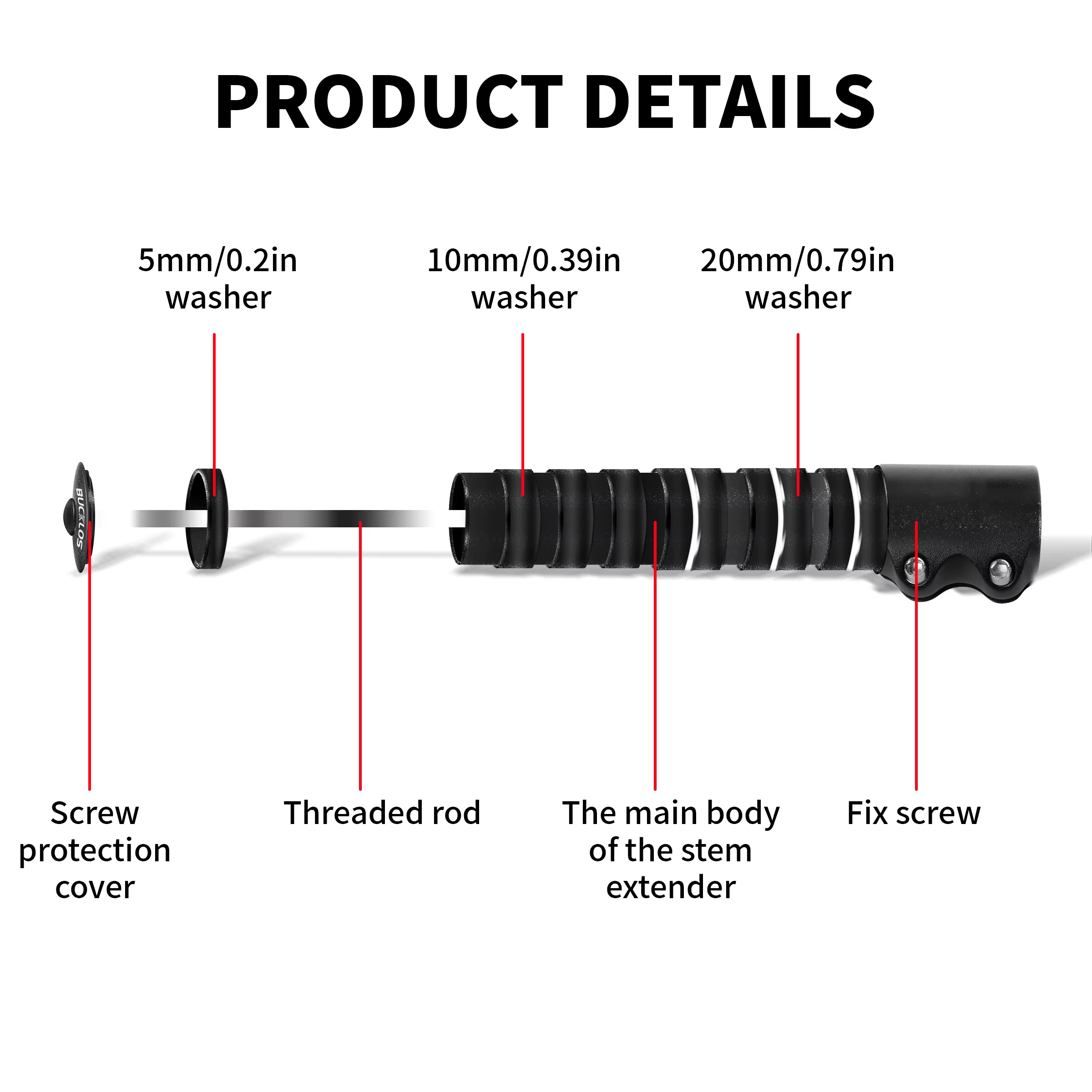 BUCKKubBike-Tige d'extension recommandée pour guidon de vélo de route et VTT, adaptateur de montée, pièce de vélo, 115mm, 180mm, 210mm