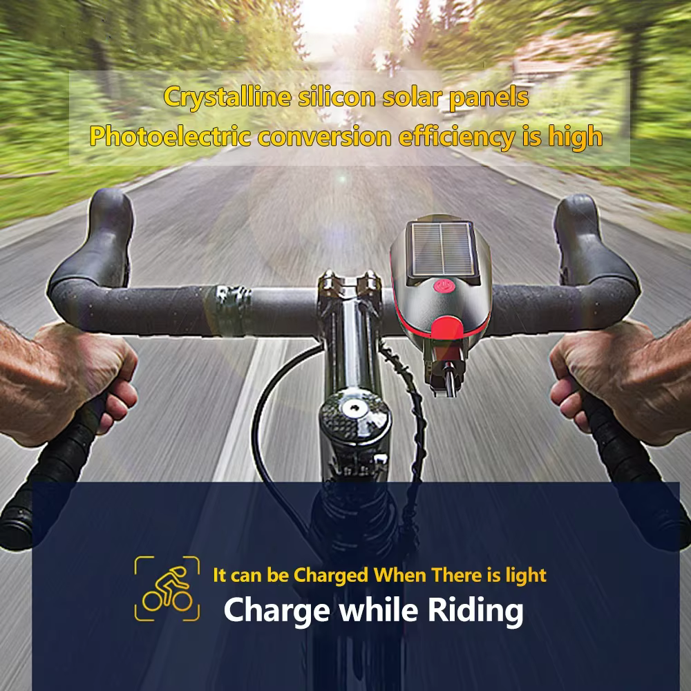 Lumière solaire de vélo avec klaxon LED