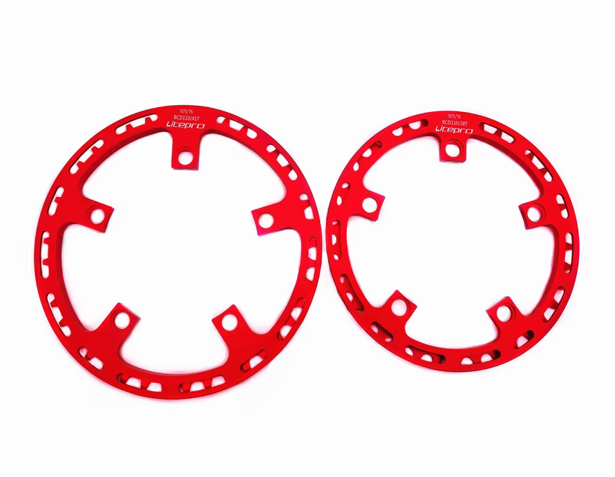 Litepro-Pignon Rond en Alliage d'Aluminium pour Vélo de Route, Pignon 38T/41T avec Protecteur, 7075/T6, BCD110