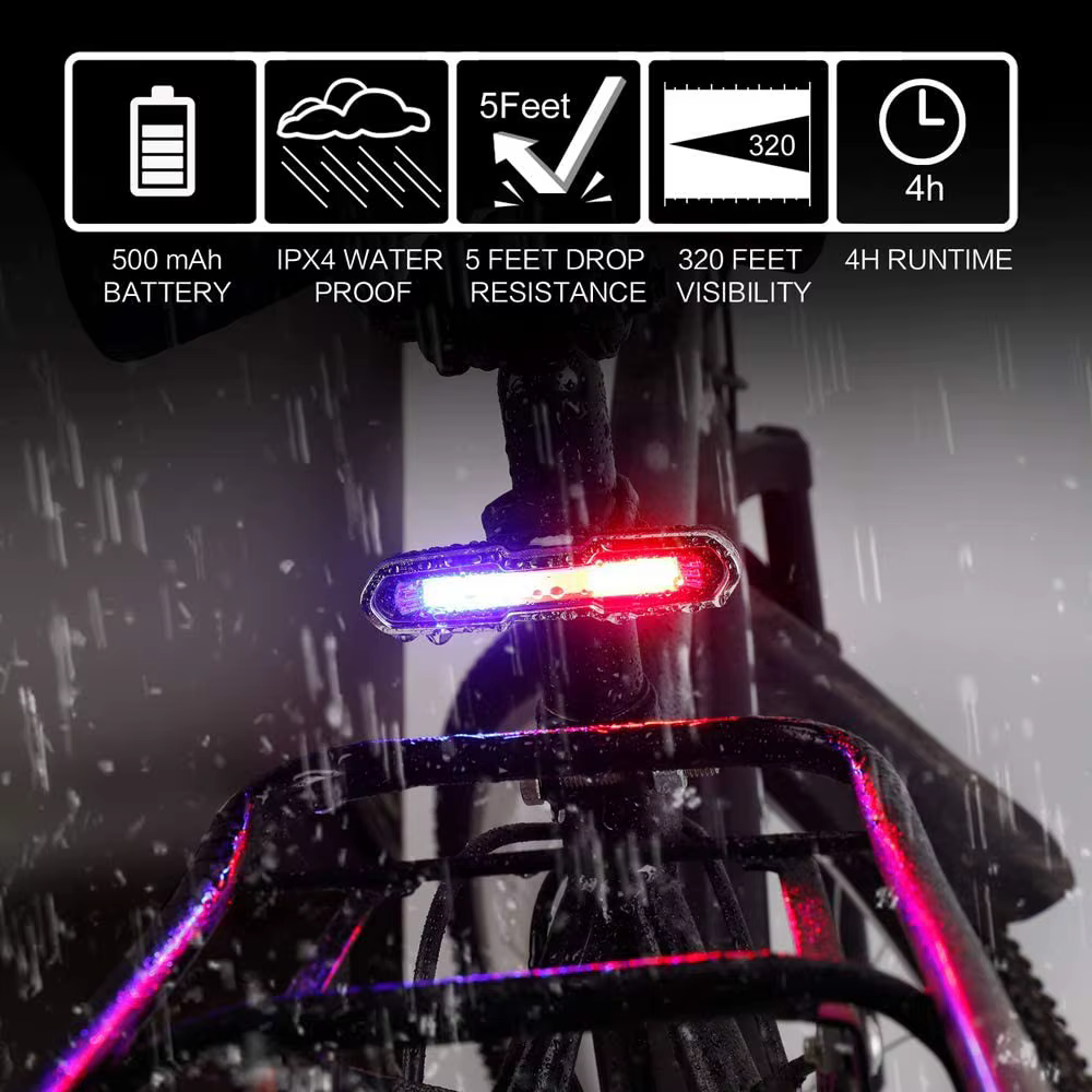 Feux arrière de vélo LED rechargeables par USB