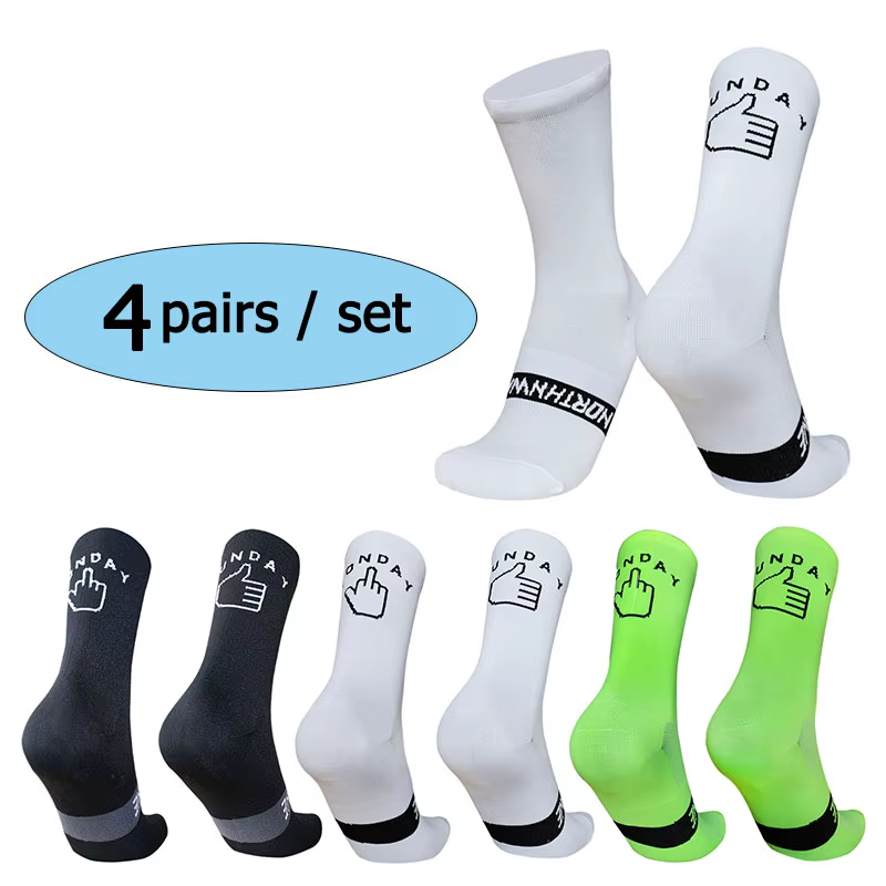 4 paires de chaussettes de cyclisme pour hommes et femmes