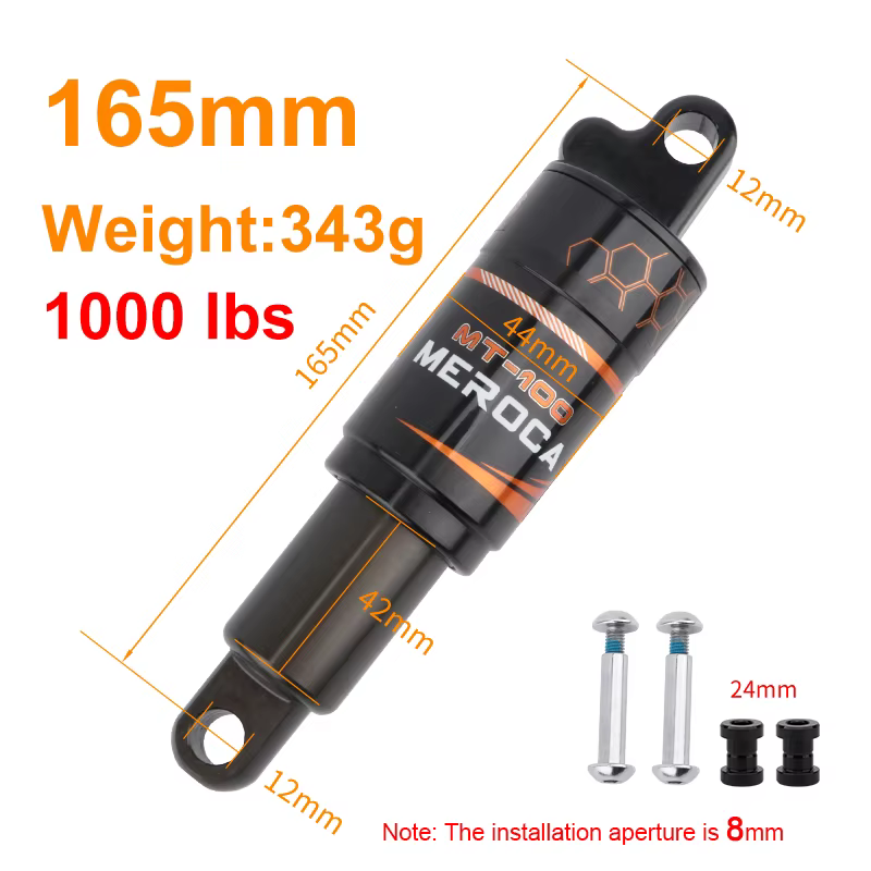 MEROCA-Amortisseur arrière de vélo MT-100 ressort à huile amortisseur réglable 125/150/165/190mm pour scooter VTT