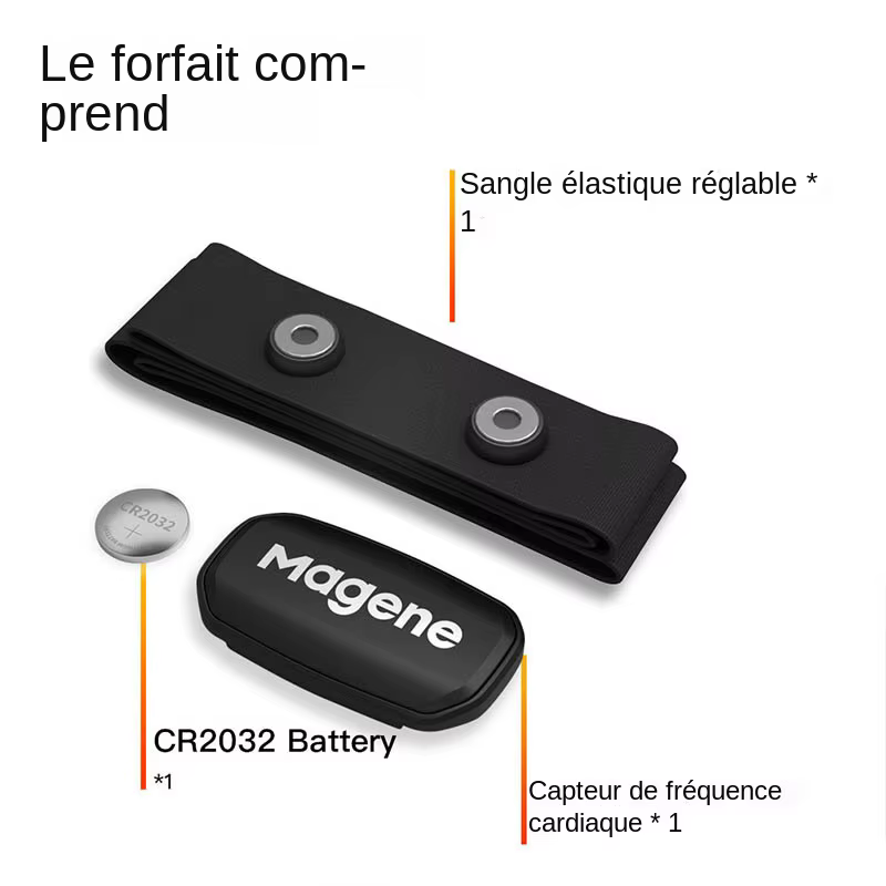 Magene Capteur de Fréquence Cardiaque avec Sangle de Poitrine