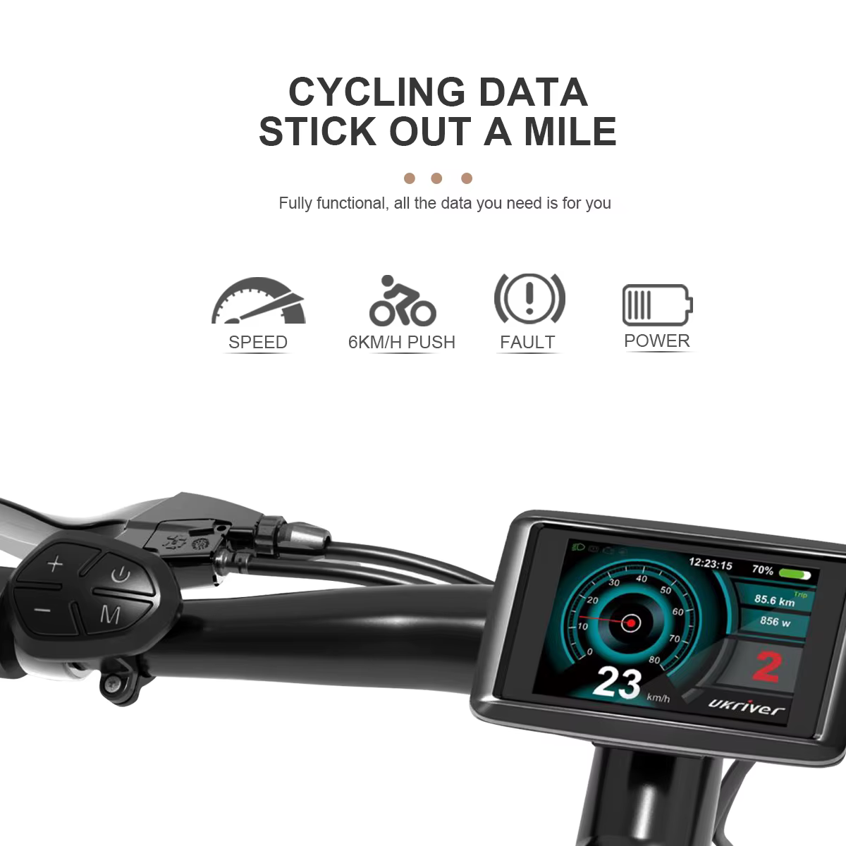 Écran d'affichage pour vélo électrique UKC1+ avec prise SM/étanche 24V/36V/48V/60V/72V compatible avec le contrôleur JN