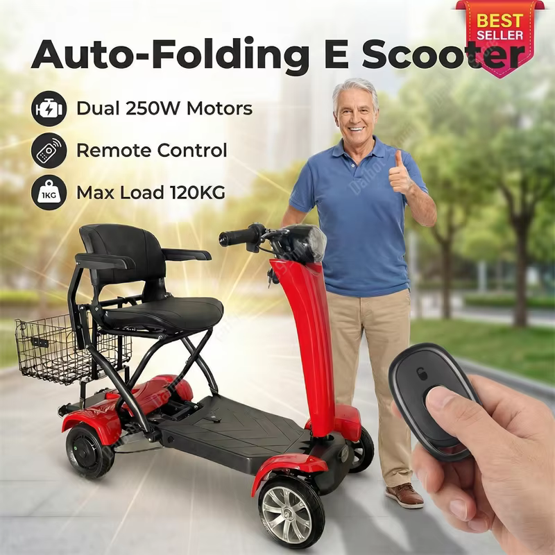 Scooters de mobilité à 4 roues pour Seniros puissant double moteur 36V 500W Mini Scooter électrique adulte pliable Gomfortable grand siège