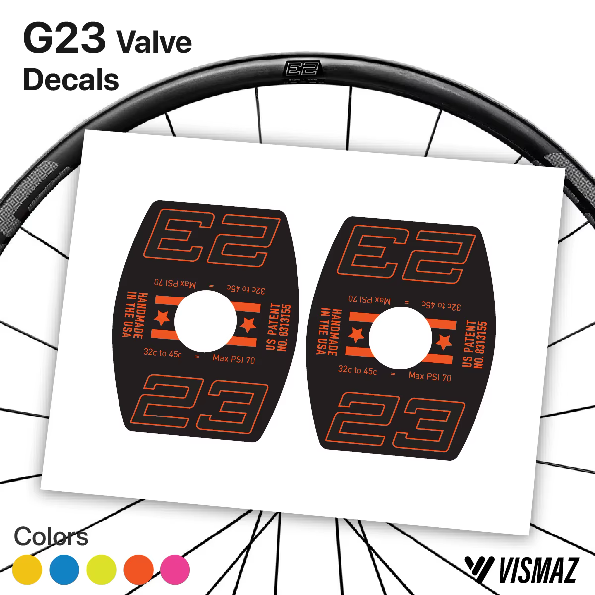 Autocollant vinyle pour trou de valve de jante de vélo VISMAZ G23 Gravel Bike