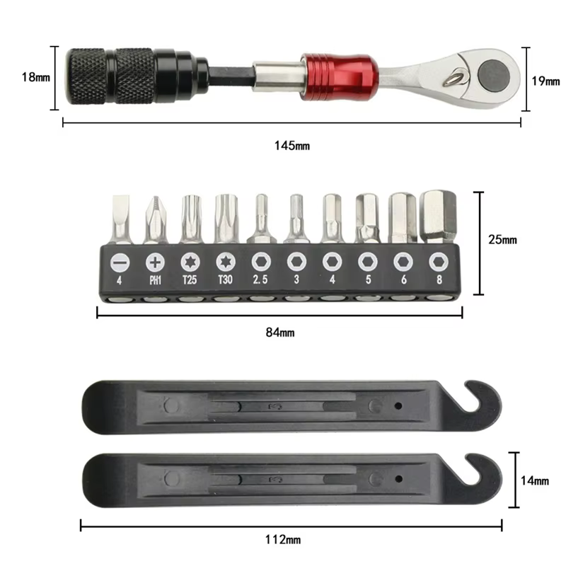 A06F-Kit d'outils de réparation de vélo multifonctionnel avec Mini pompe