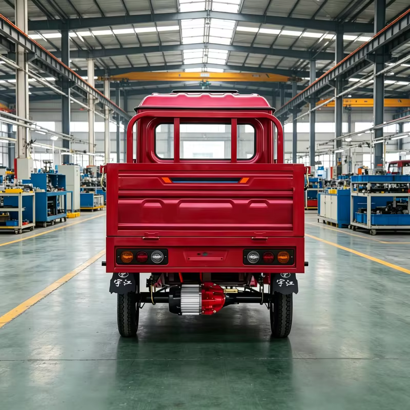 Tricycle électrique à carrosserie ouverte robuste avec châssis renforcé