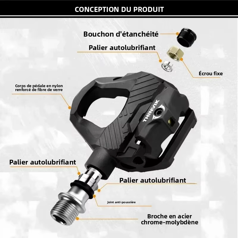 Pédales de vélo sans clip double face THINVIK SPD-SL