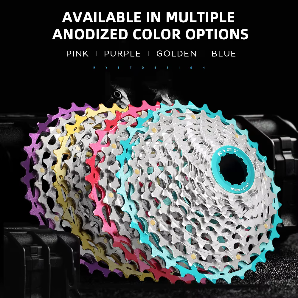 Cassette 12 vitesses RYET 2026 ultralégère 230g 11-34T CNC Alu/Acier HG pour vélo de route/gravel Shimano K7