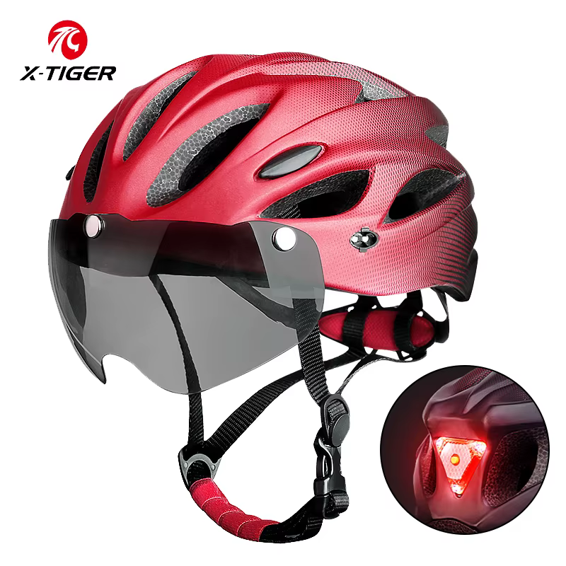Casque de vélo adulte X-TIGER avec feu arrière LED
