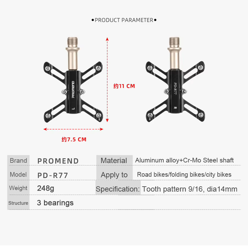 PROMEND City Bike pédale petit 3 roulements antidérapant vélo de route accessoires de cyclisme