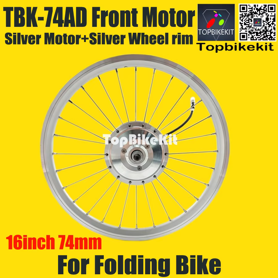 Moteur de moyeu avant 74 mm TBK-74AD 36V/48V 250W à 28 trous pour vélo électrique pliant 16 pouces