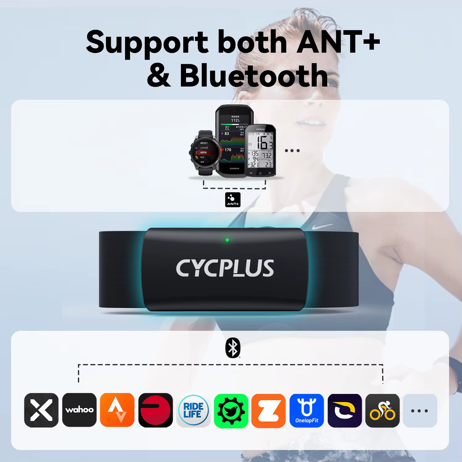 CYCPLUS H2 capteur de fréquence cardiaque sangle pectorale ceinture double Mode ANT BLE ordinateur de cyclisme