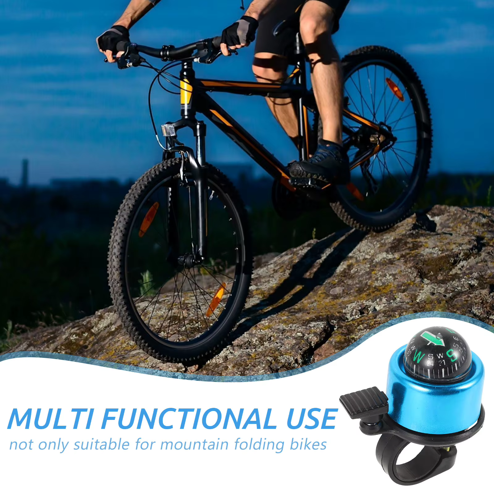 Sonnette de vélo multifonctionnelle avec boussole pour VTT et vélos pliants – Construction robuste