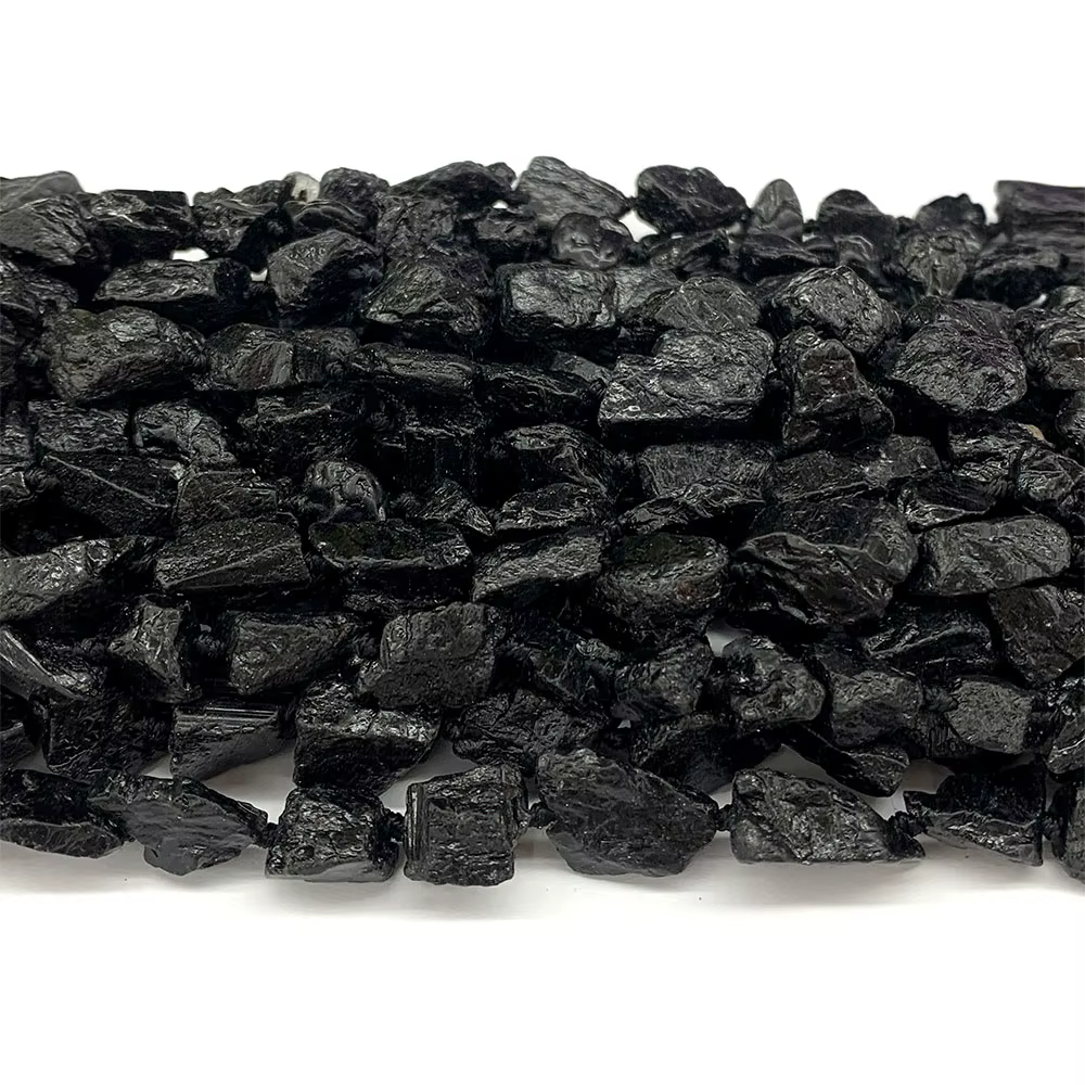 Veemake – pépite de Tourmaline noire minérale brute naturelle, forme libre, perles à facettes amples, rugueuses et mates, 08348