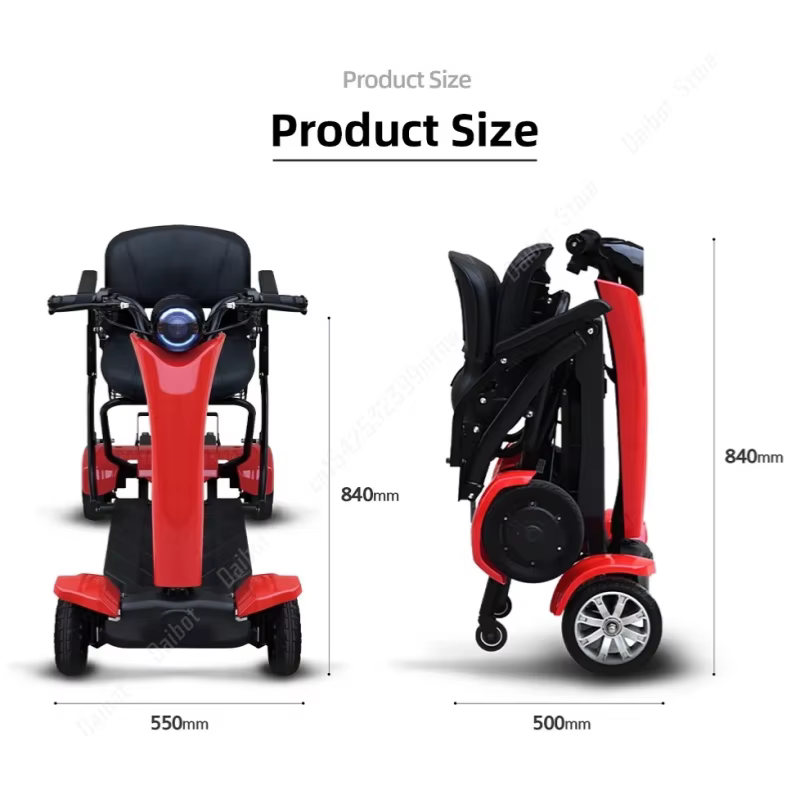 Scooter de mobilité pliable automatique à 4 roues pour personnes âgées