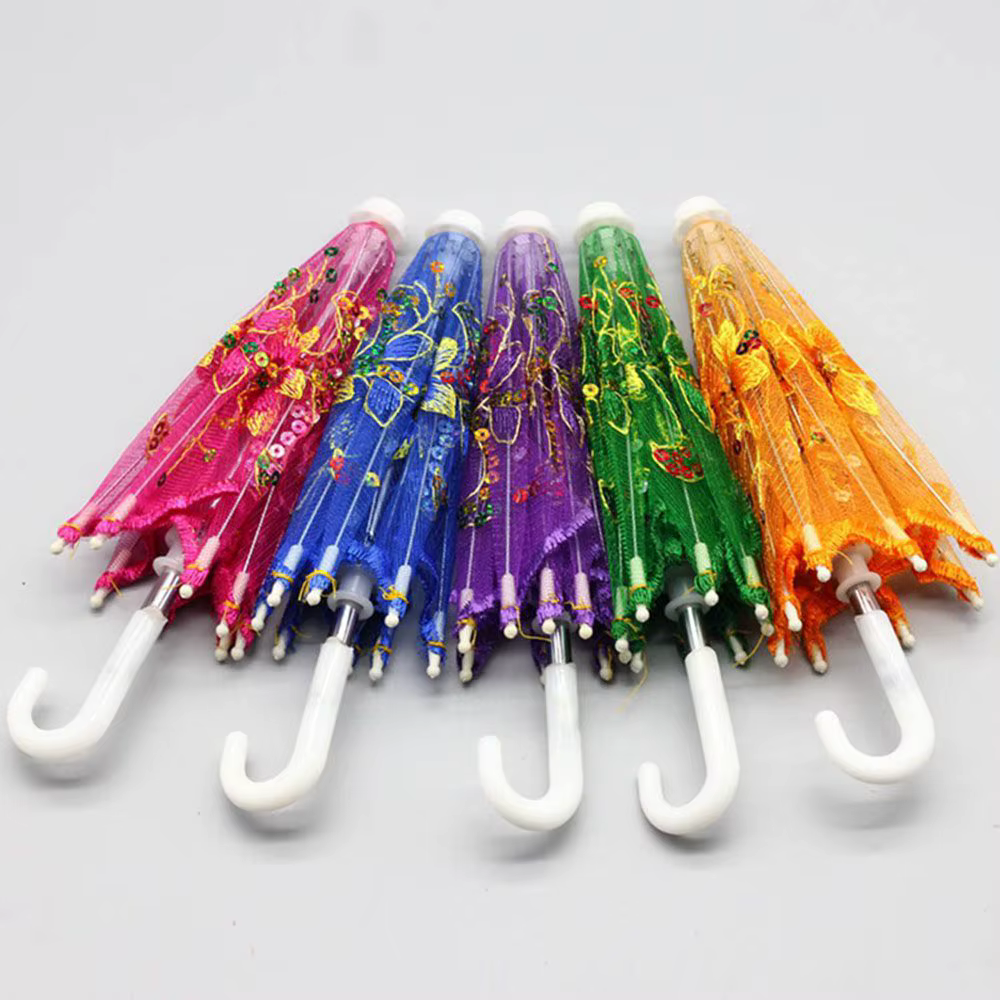 Mini parapluies brodés en dentelle pour bébés et enfants, accessoires de beurre faits à la main, plastique, cadeaux jouets pour filles