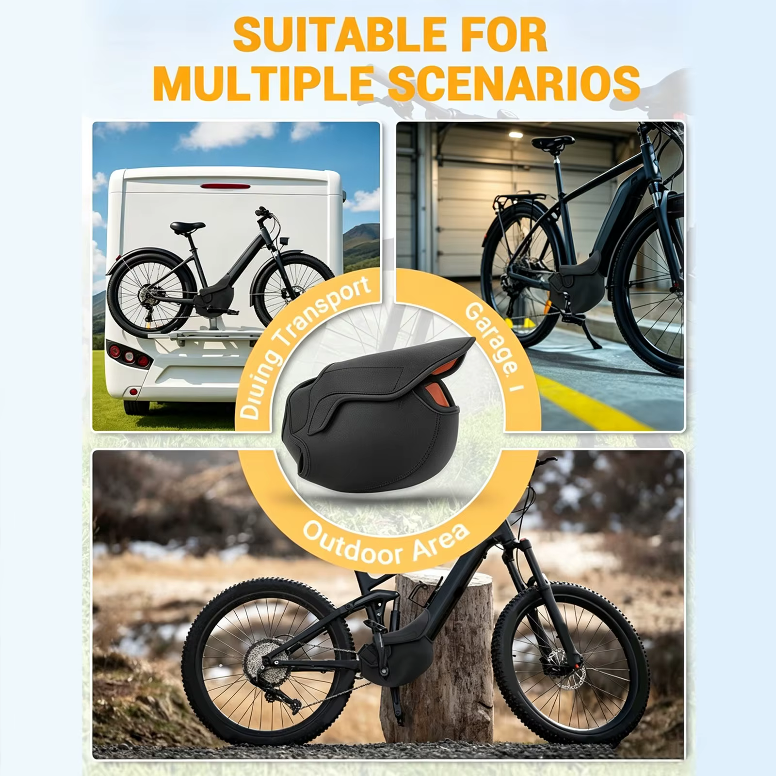 Housse de protection multifonctionnelle coupe-vent pour moteur de vélo électrique, pour le transport et le stockage