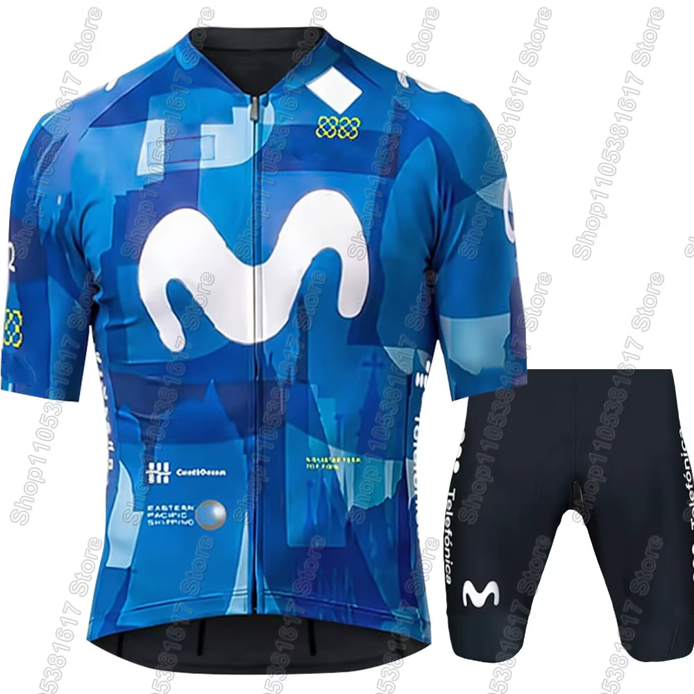 Ensemble Maillot et Short de Cyclisme Équipe Pro France Tour 2026 – Tenue VTT et Vélo de Route TDF Espagne