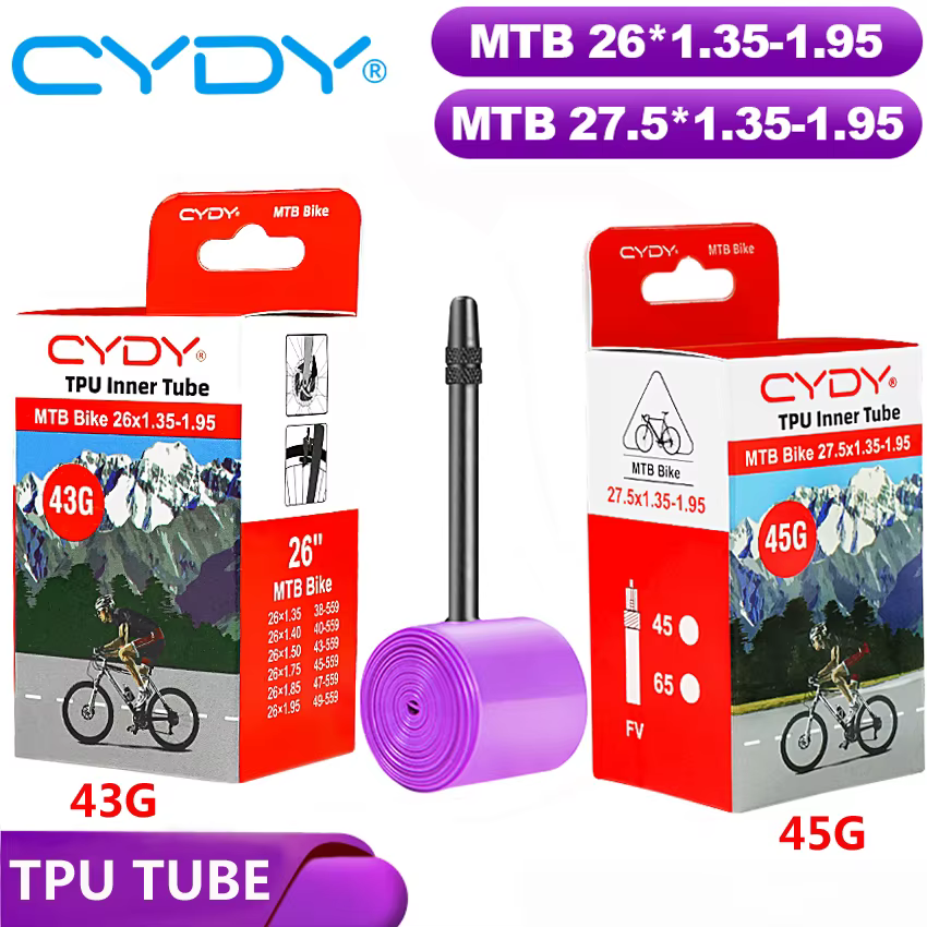 43g CYDY TPU Tube vtt 26 27.5 caméra intérieure de vélo 26/27.5x1.35 1.4 1.5 1.75 1.85 1.95 pouces pneu