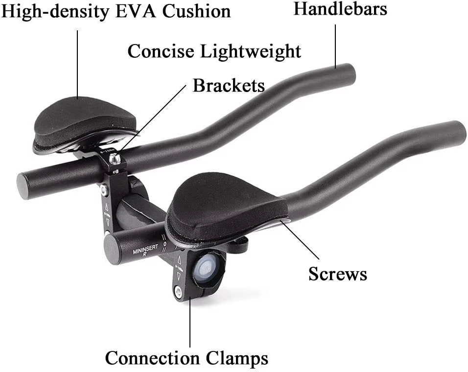 Guidon de vélo TT Aero Bars en alliage d'aluminium avec repose-bras pour la relaxation