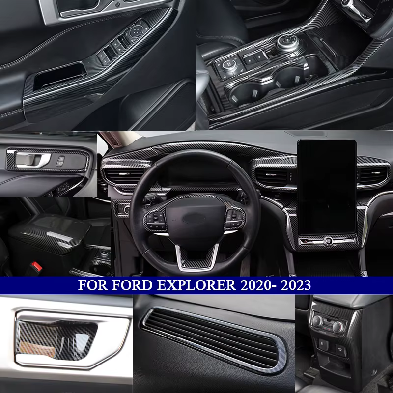 Kit intérieur en Fiber de carbone ABS, accessoires de voiture pour Ford Explorer 2020 2021 2022 2023, garniture de couverture décorative, sortie de ventilation latérale