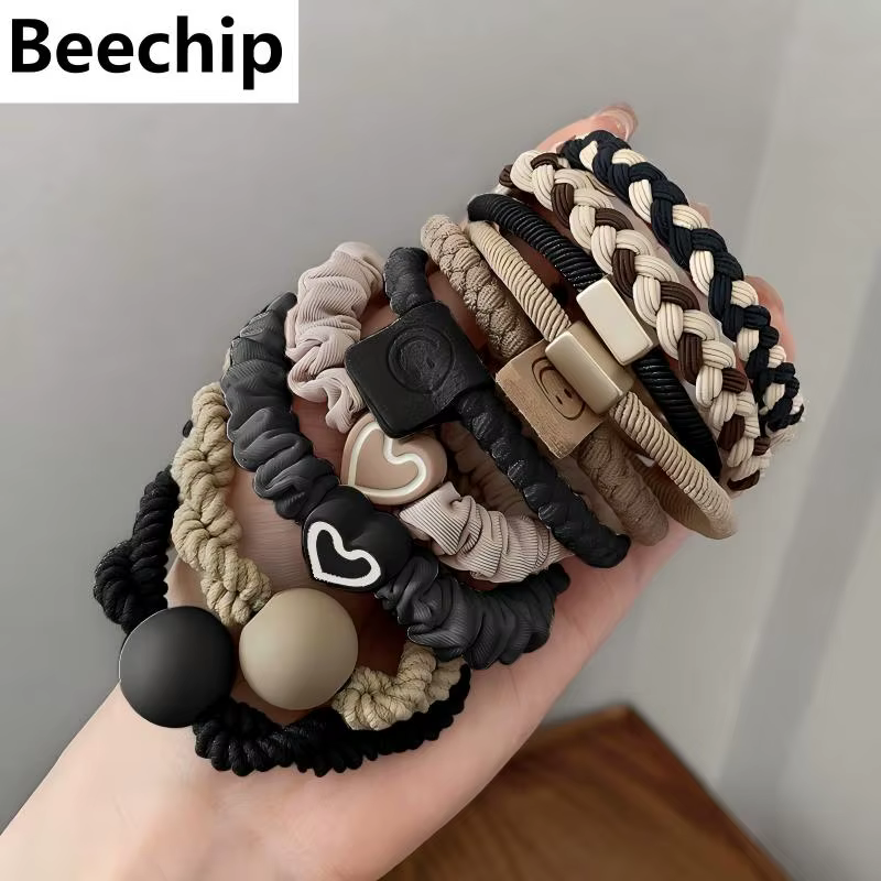 10 pièces bandeau en cuir bande femme haute queue de cheval étui cheveux accessoires Simple haute élasticité Durable élastique cercle de cheveux
