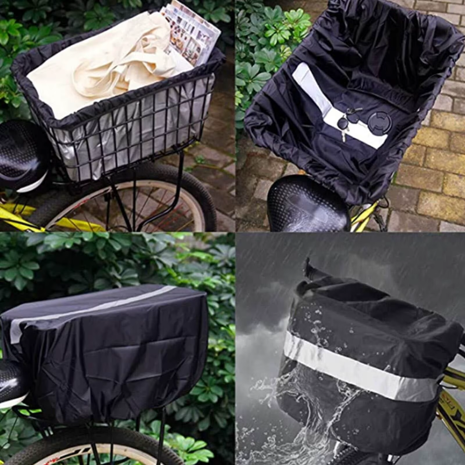 1 ensemble de doublure de panier de vélo étanche, housse imperméable, convient à la plupart des paniers de vélo, housse étanche, ensemble de coussins de vélo
