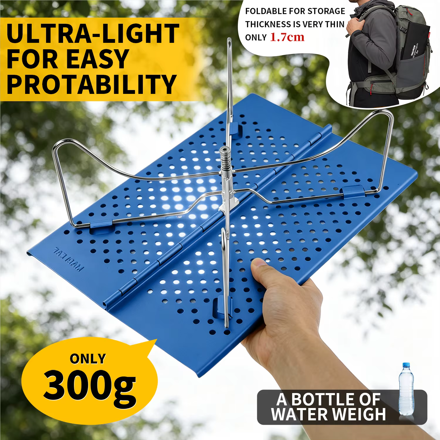Table de camping pliable ultralégère MAPLEAF en alliage d'aluminium, portable, pour l'extérieur, capacité de charge de 30 kg, pique-nique, randonnée, pêche, plage, barbecue, voyage