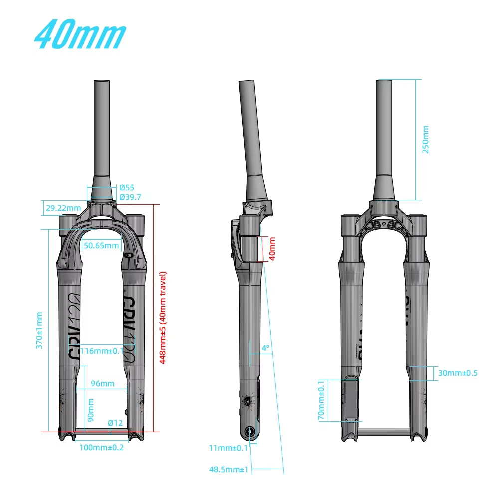 Horquille de Suspension en gravier Lexon 700C 40mm voyage 12 × 100mm fourche légère en alliage de carbone Compatible