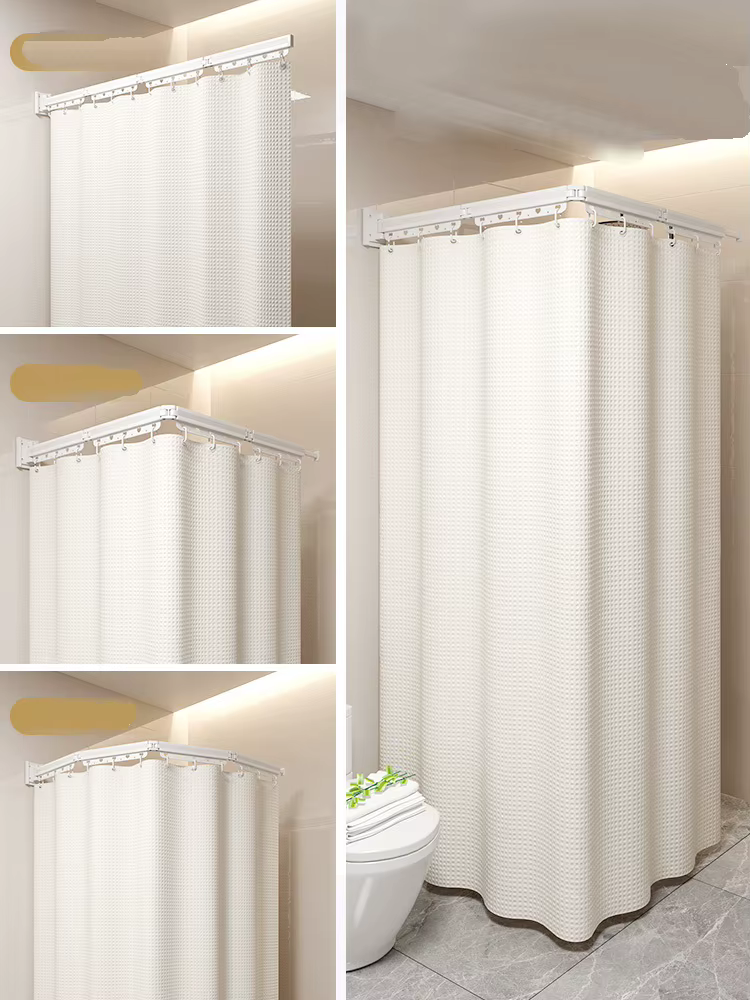 Rideau de douche à tige pliante, cloison Invisible, salle de bain, étanche, anti-moisissure, balcon D, rétractable, sans rideau