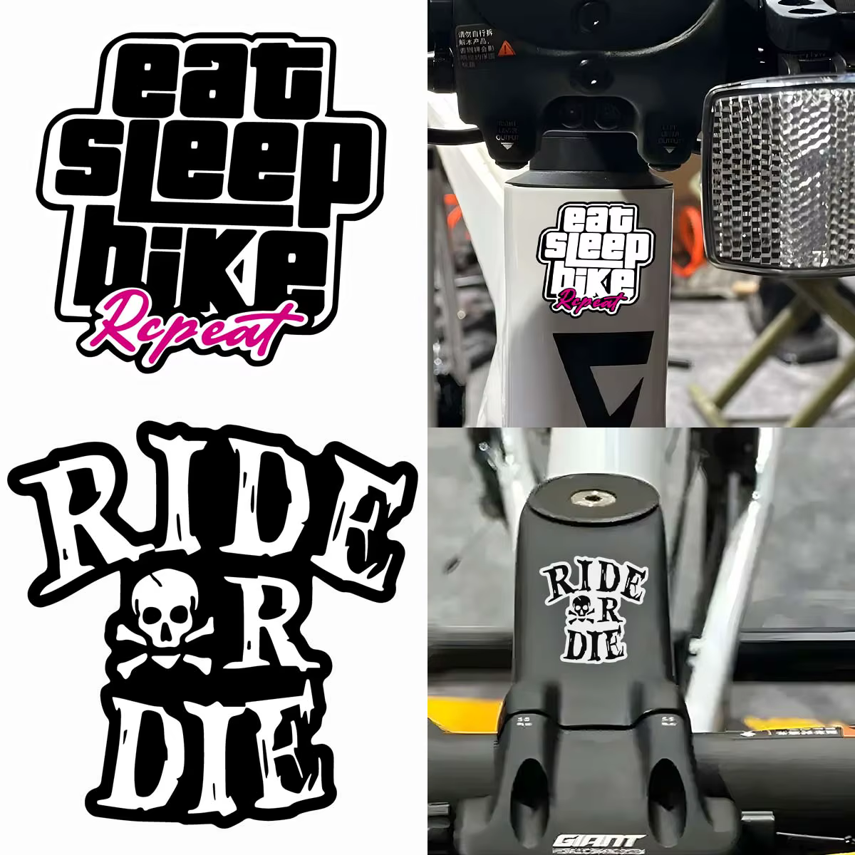 Autocollants réfléchissants personnalisés avec slogan pour cadre de vélo