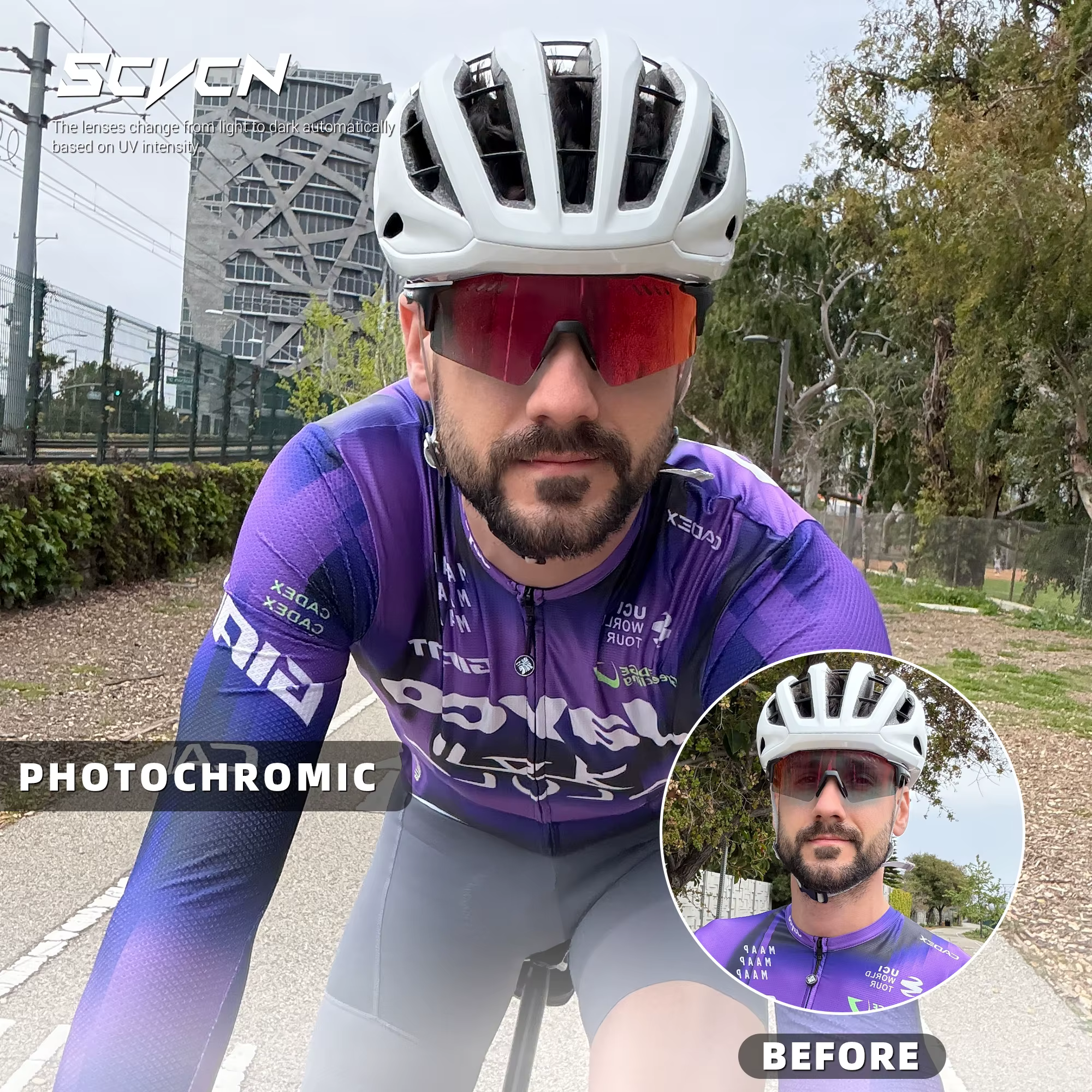 SCVCN lunettes de cyclisme photochromiques UV400