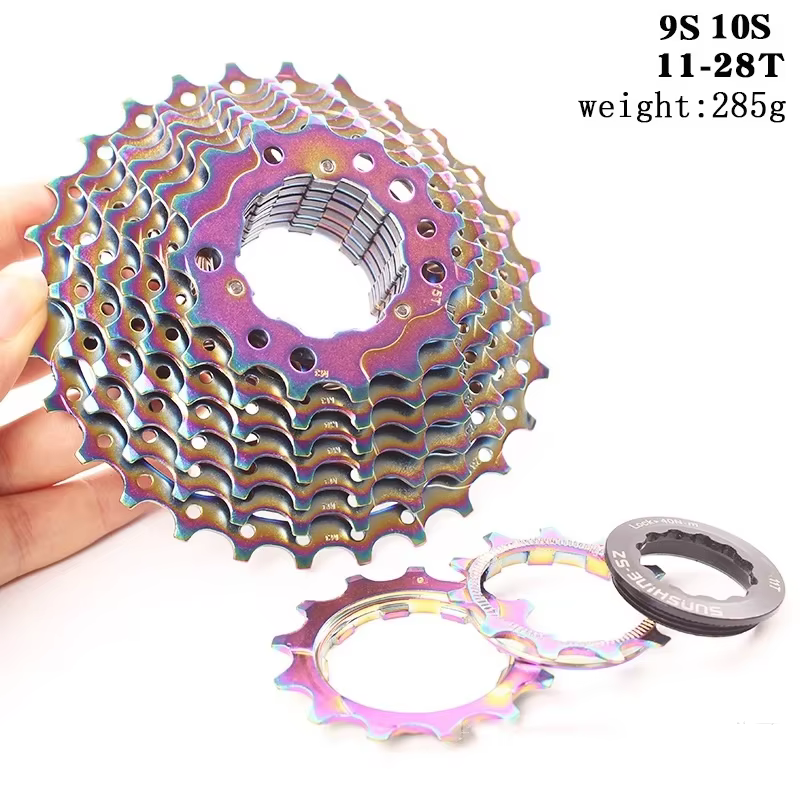 Vélo de route 9 10 vitesses 11-28T Cassette arc-en-ciel CNC