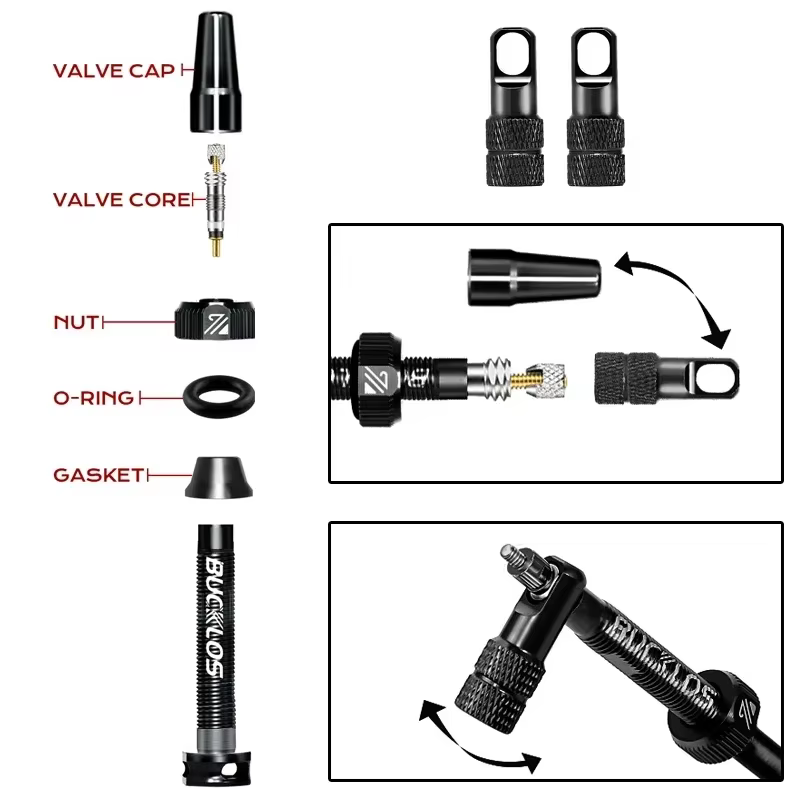 BUCKKub-Valves Presta Tubeless pour vélo de route et VTT
