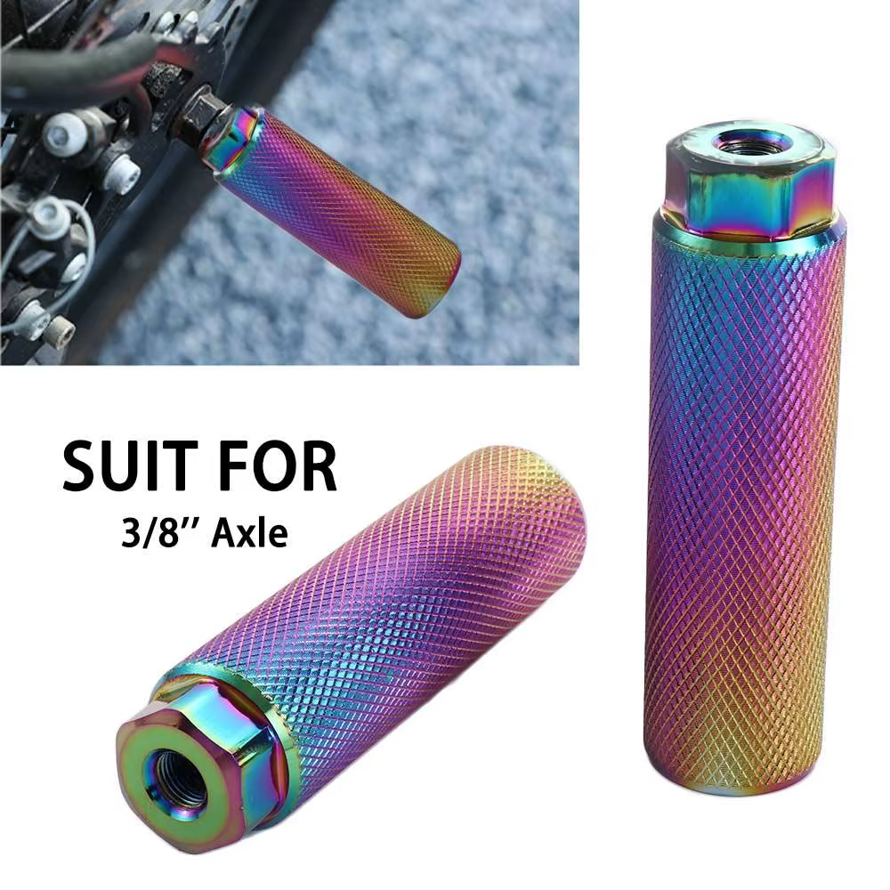 Accessoires en alliage d'aluminium BMX chevilles 3/8 ''essieu anti-dérapant