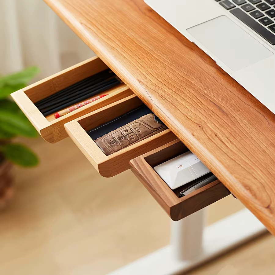 Noyer sous le bureau tiroir organisateur porte-crayons espace de travail accessoire avec support auto-adhésif, bureau, organisation de bureau