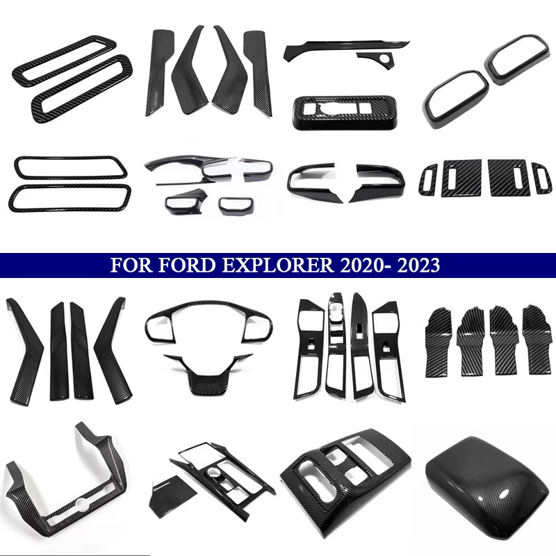 Kit intérieur en Fiber de carbone ABS, accessoires de voiture pour Ford Explorer 2020 2021 2022 2023, garniture de couverture décorative, sortie de ventilation latérale