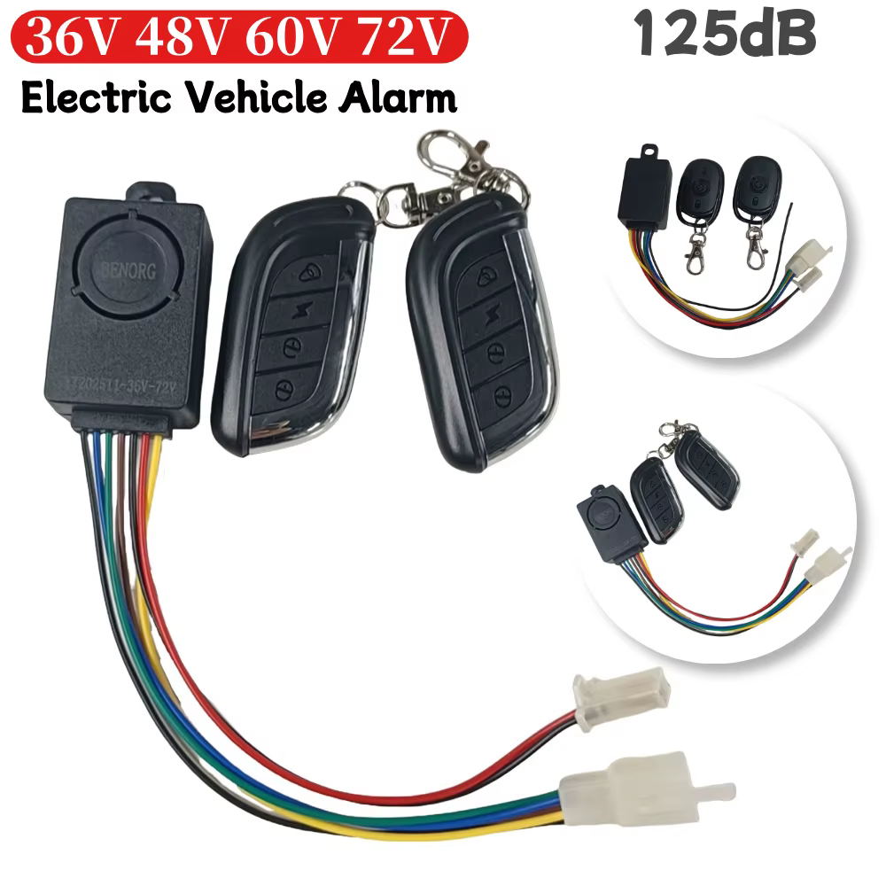 Système d'alarme de vélo électrique 48V 60V 72V avec deux interrupteurs